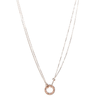 Cartier 18K Pink Gold 2 Diamond LOVE Necklace 1 of 6