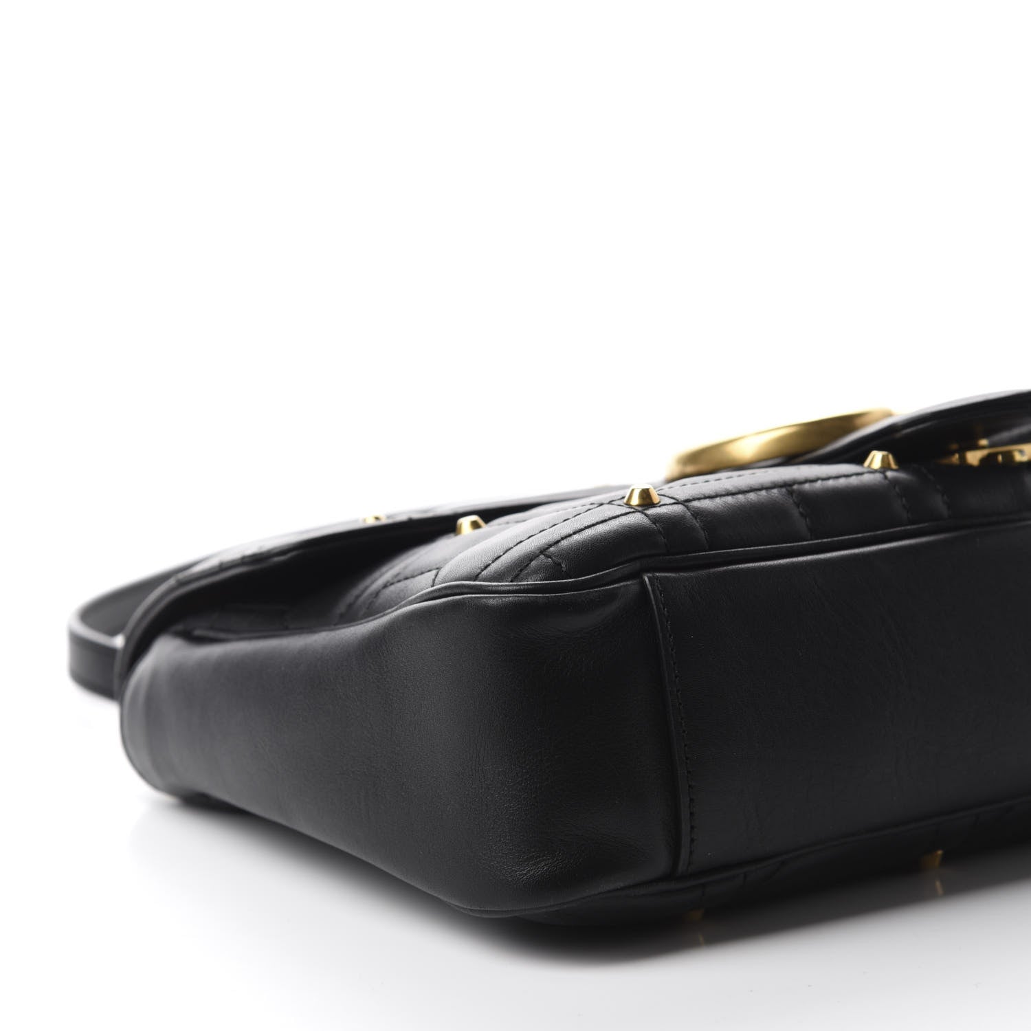 Gucci Calfskin Matelasse Studded Medium GG Marmont Shoulder Bag Black 6 of 10