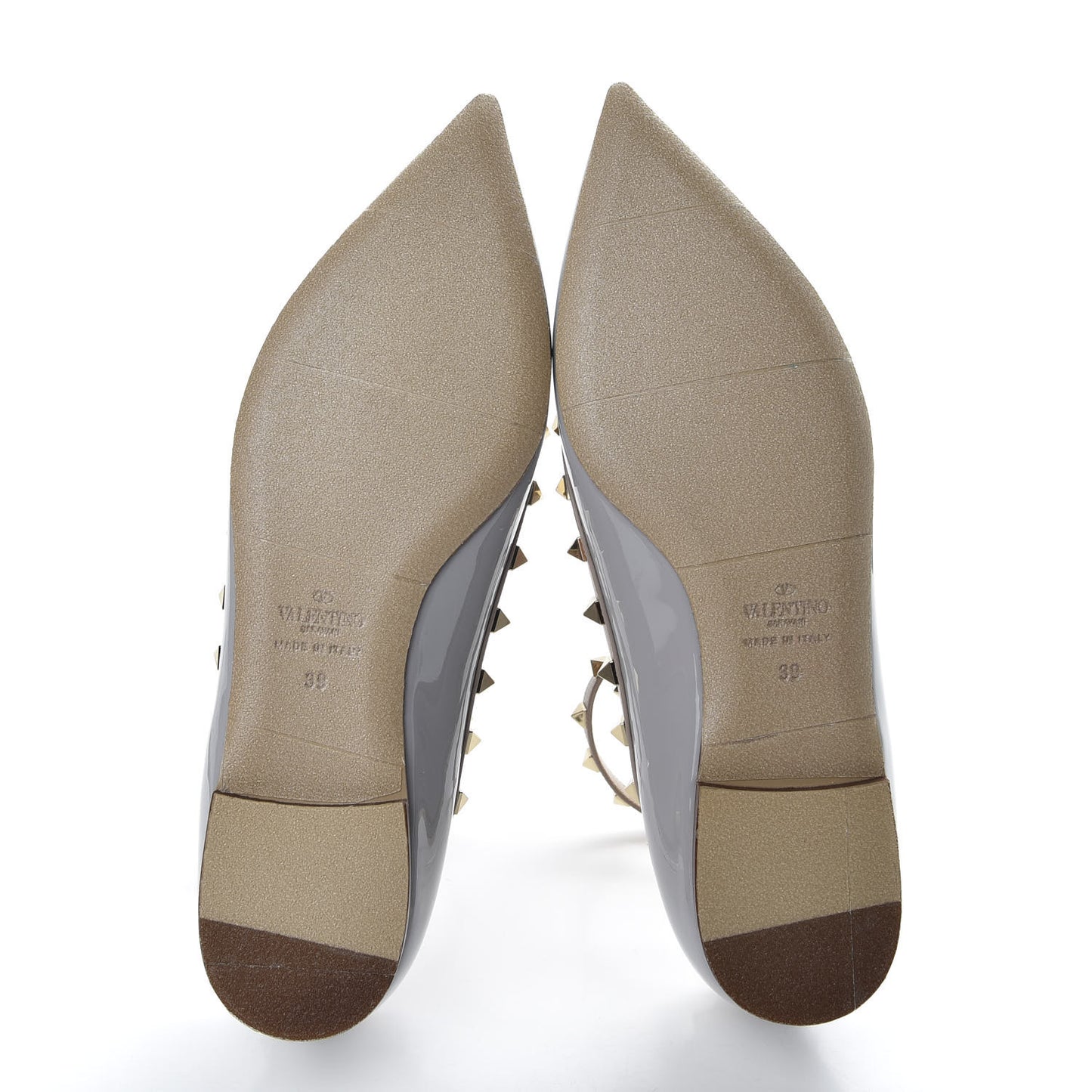 Patent Rockstud Cage Ballerina Flats 39 Grey Poudre
