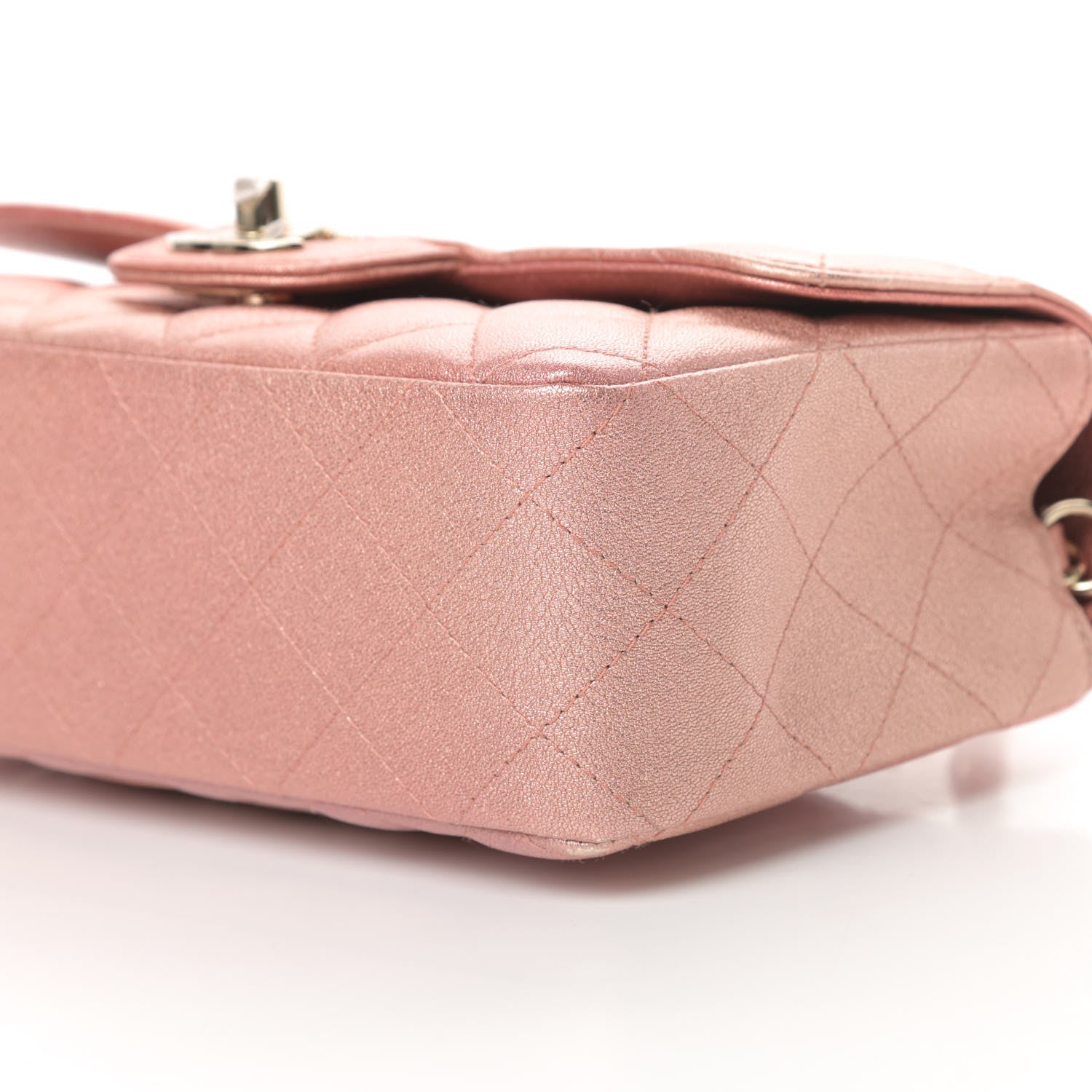 Chanel Metallic Lambskin Quilted Ombre Mini Rectangular Flap Pink 10 of 10