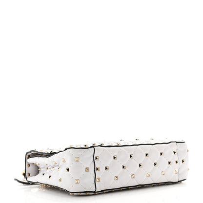 Valentino Garavani Lambskin VLTN Print Medium Rockstud Spike Shoulder Bag Optic White Black 4 of 14