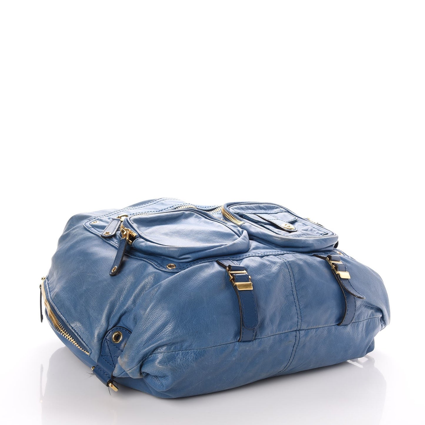 Lambskin Large Darwin Convertible Backpack Blue