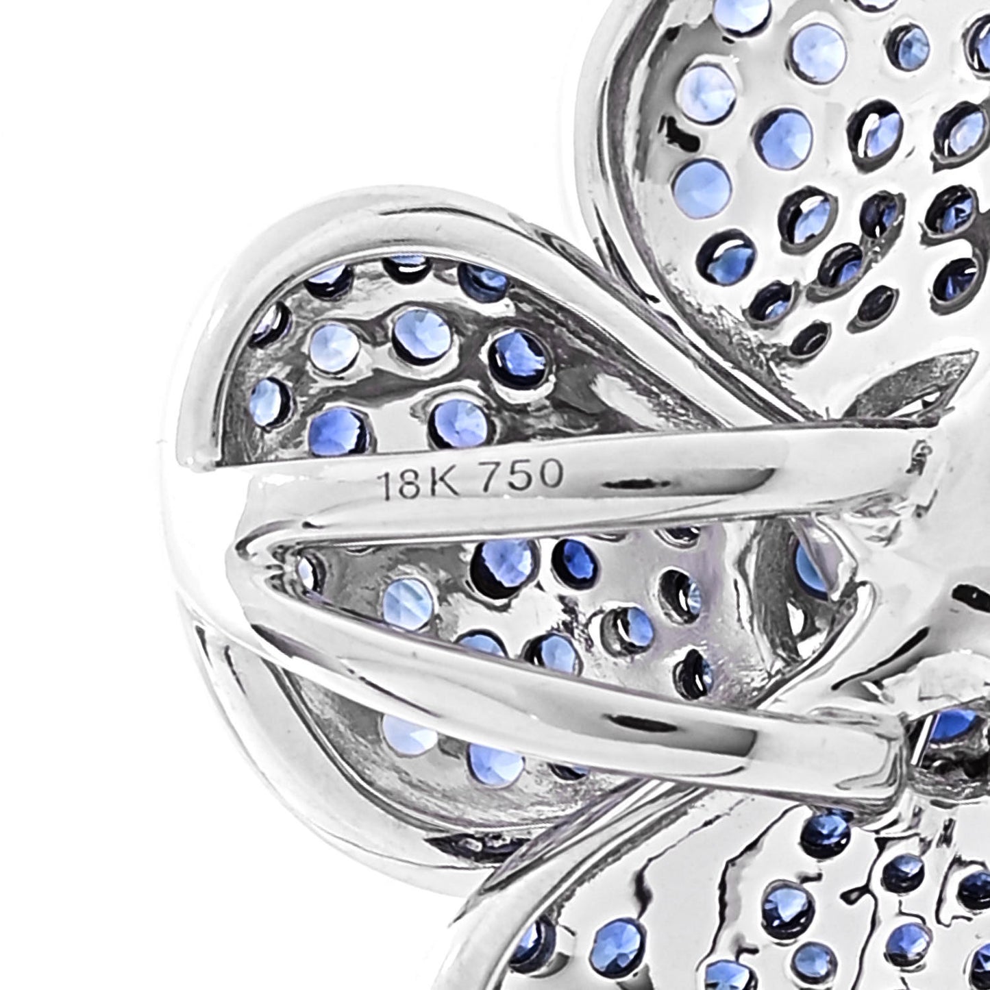 18K White Gold Diamond Blue Sapphire .40ctw Flower Pendant