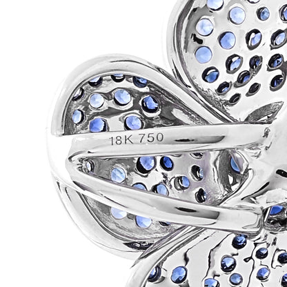 Parker & West by FASHIONPHILE 18K White Gold Diamond Blue Sapphire .40ctw Flower Pendant 3 of 4