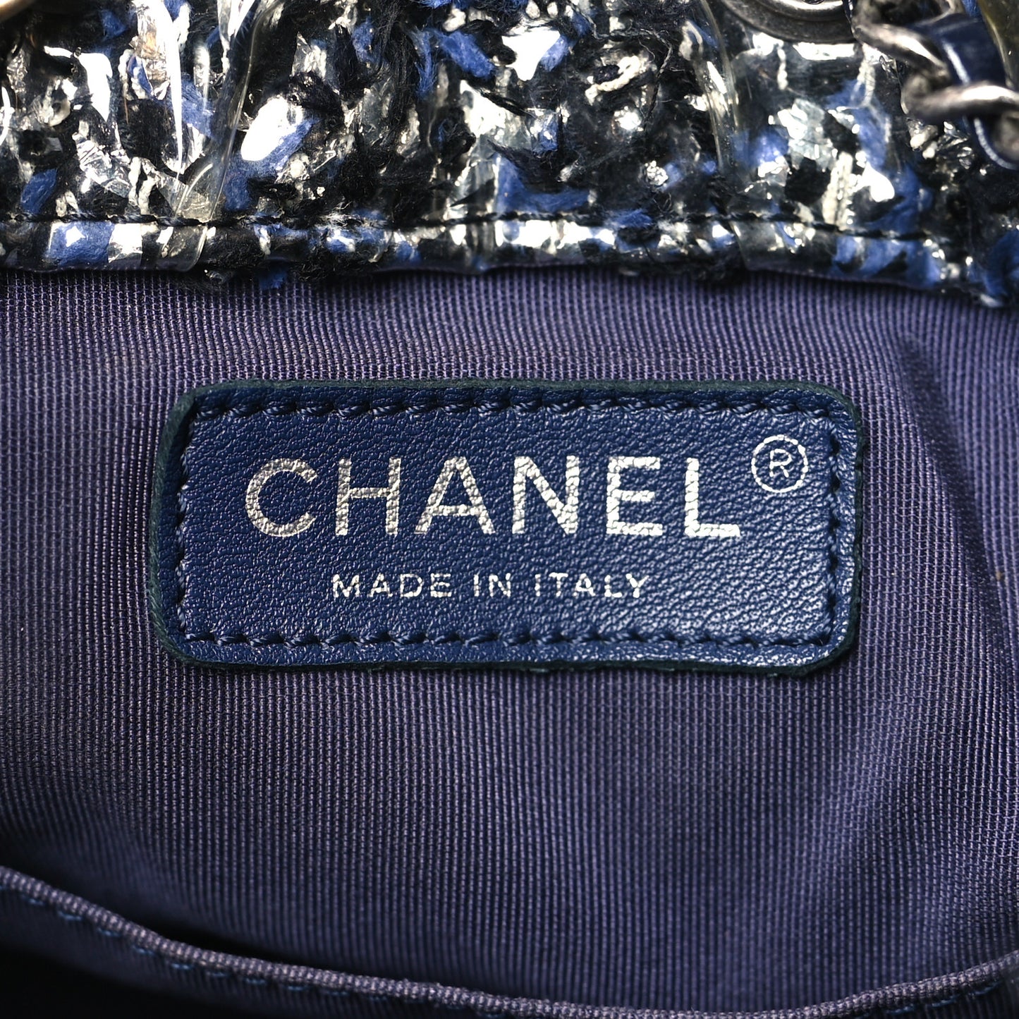 Tweed PVC Quilted Gabrielle Backpack Navy Black