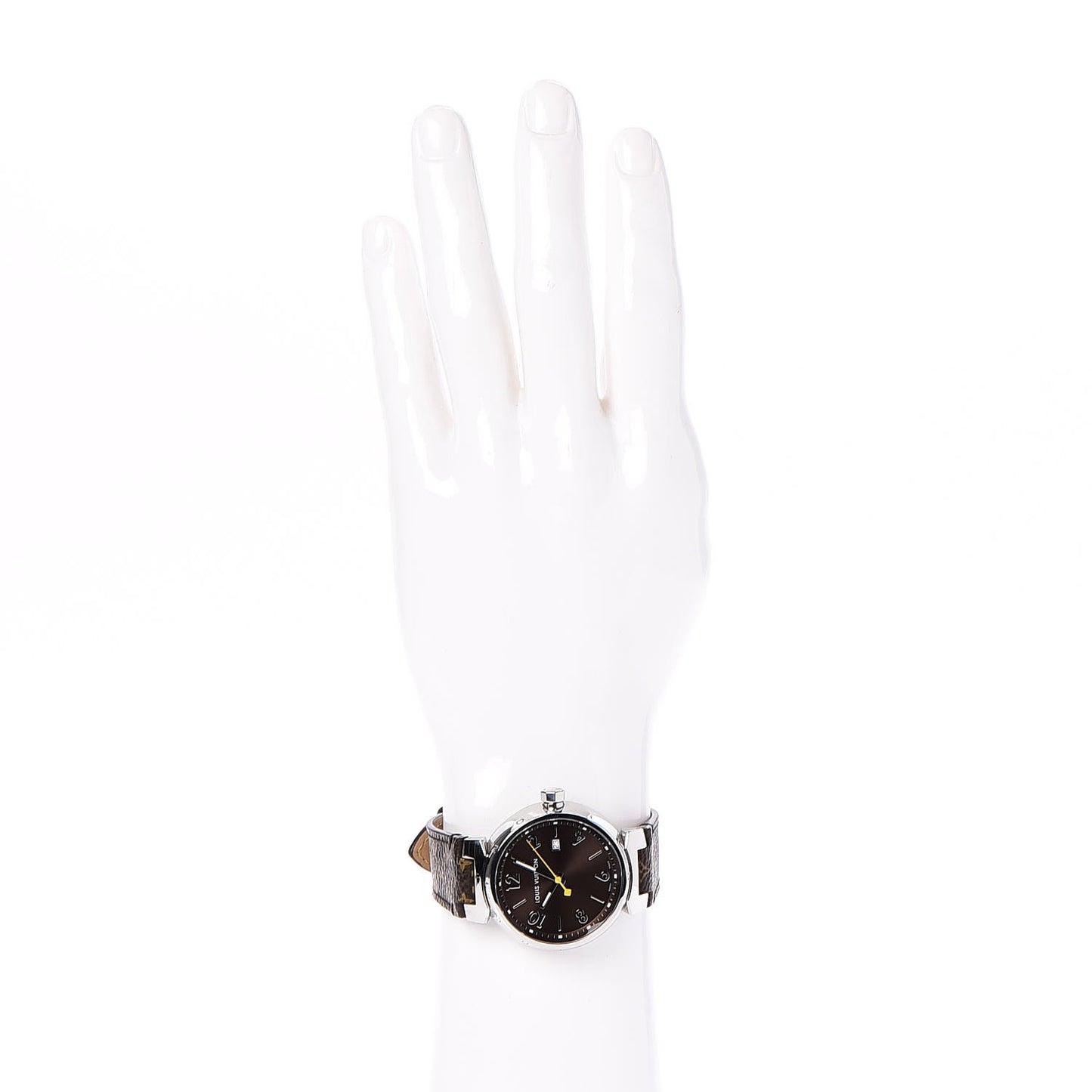 Stainless Steel Monogram 39mm Tambour Quartz Watch Brown