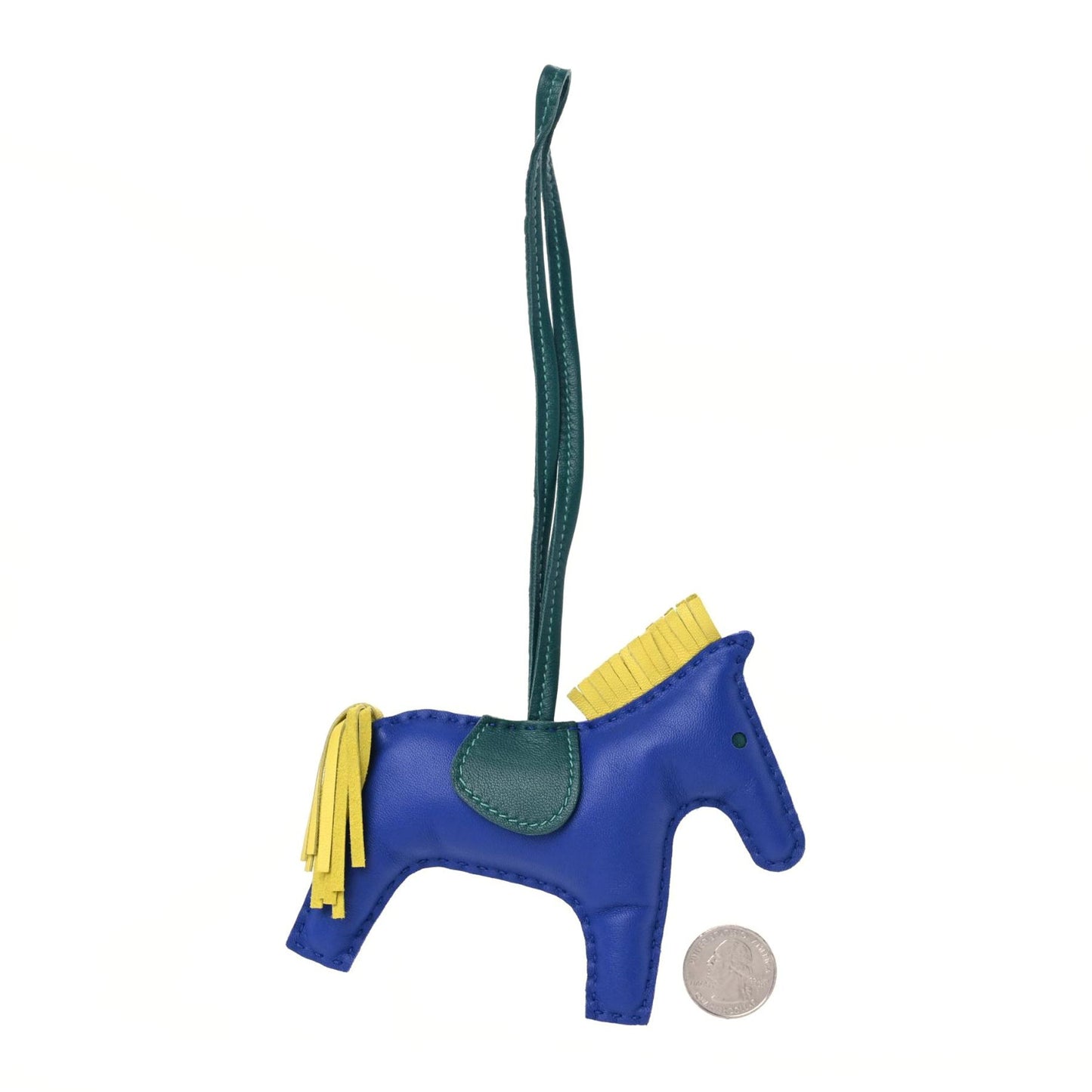 Milo Lambskin Grigri Rodeo Horse Bag Charm GM Bleu Electrique Malachite Lime