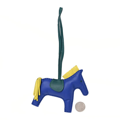 Hermes Milo Lambskin Grigri Rodeo Horse Bag Charm GM Bleu Electrique Malachite Lime 2 of 5