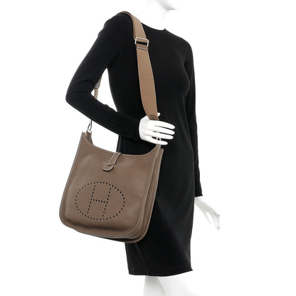 Hermes Taurillon Clemence Evelyne III GM Etoupe 2 of 8