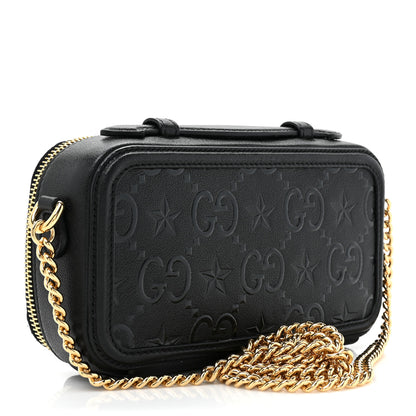 Gucci Wonka Grain Calfskin GG Monogram Star Embossed GG Top Handle Phone Case Black 3 of 10
