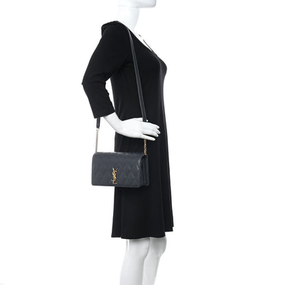 Saint Laurent Lambskin Diamond Quilted Monogram Angie Chain Bag Dark Smog 2 of 12