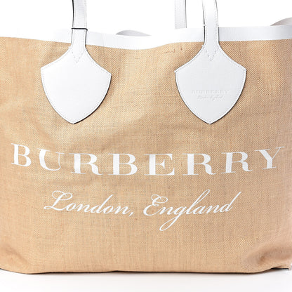 Burberry Raffia Logo Print The Giant Reversible Tote Bag Chalk White 10 of 10