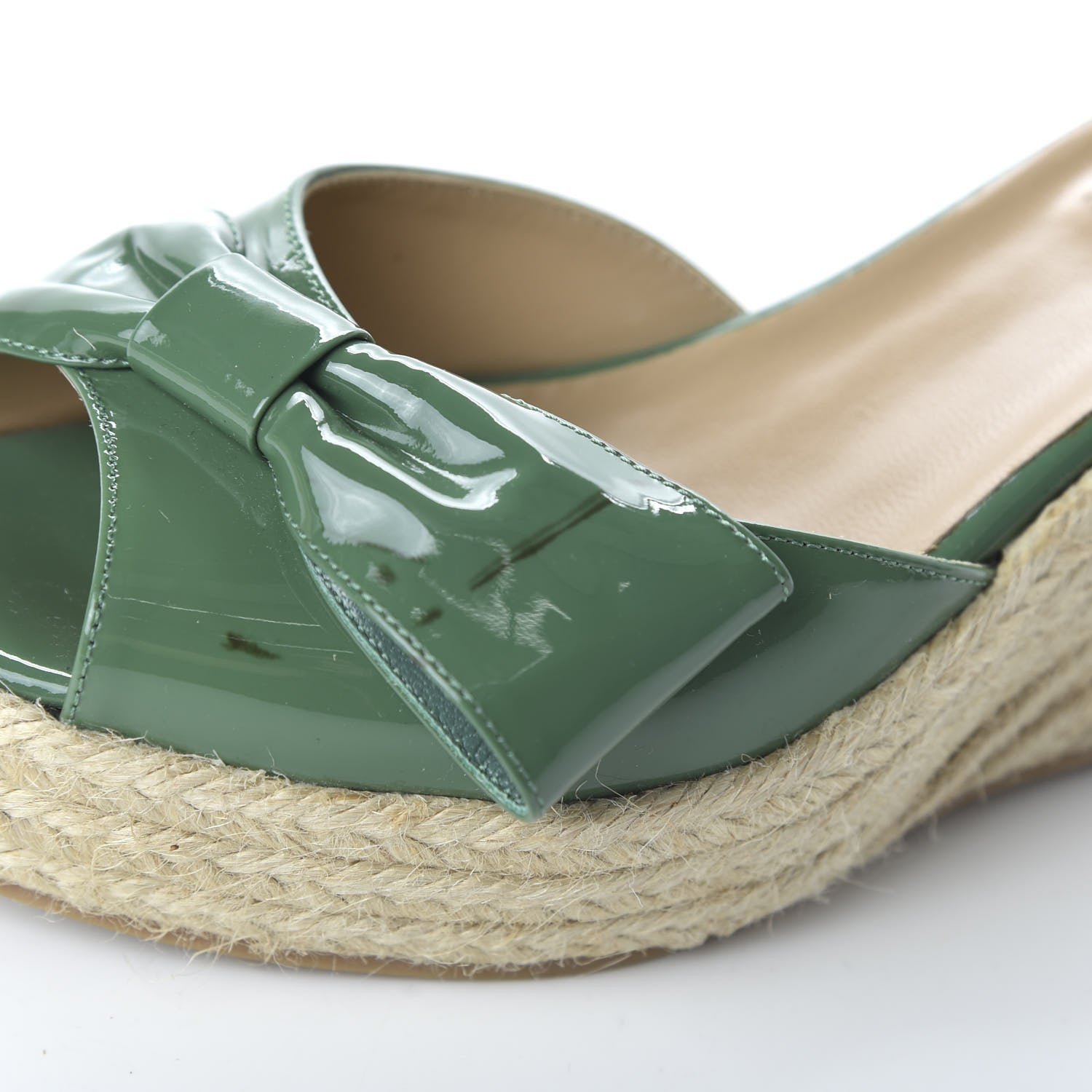 Valentino Garavani Patent Mena Bow Espadrille Wedges 39 Green 8 of 8