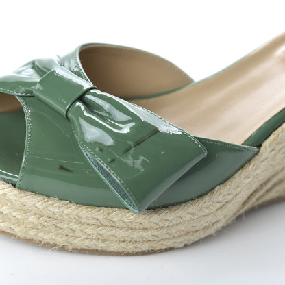 Valentino Garavani Patent Mena Bow Espadrille Wedges 39 Green 8 of 8