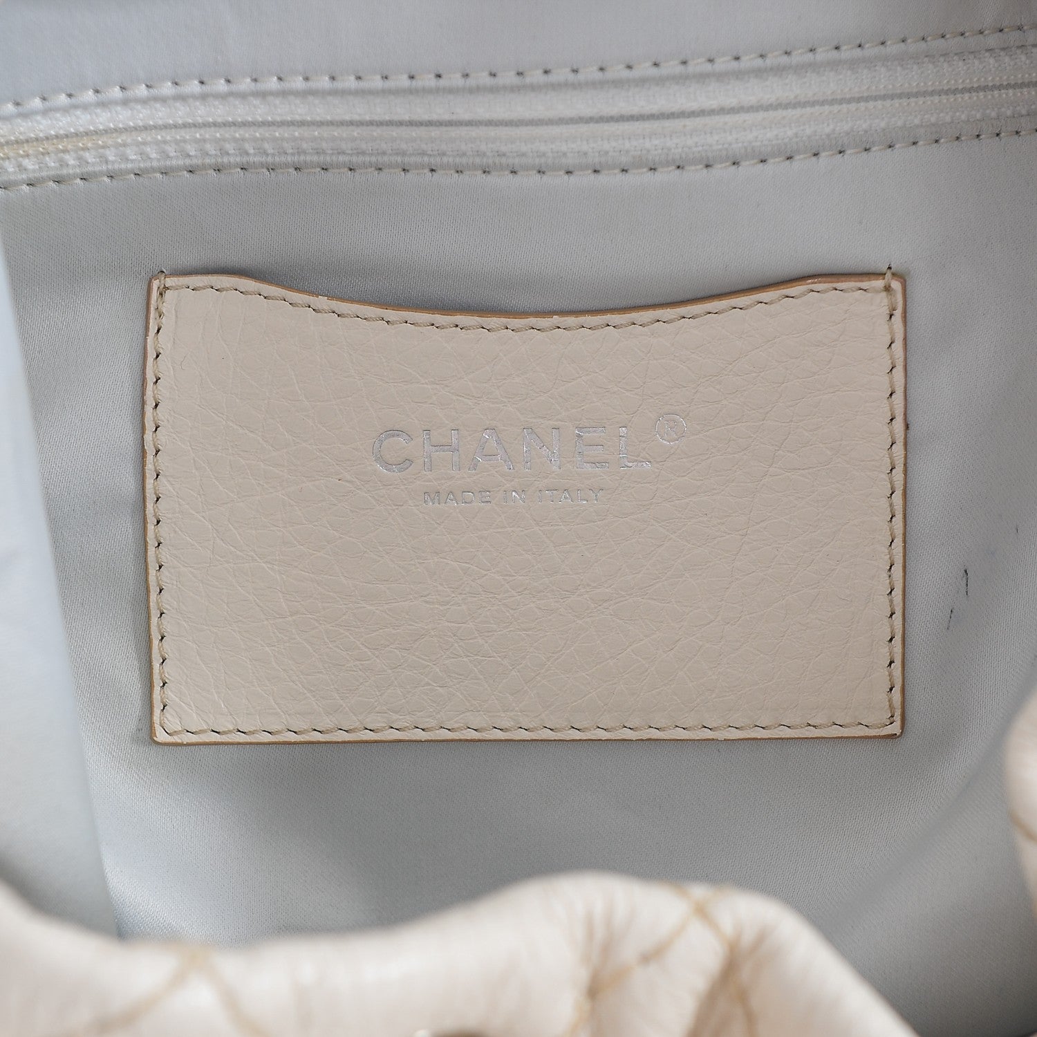 Chanel Glazed Calfskin On The Road Drawstring Tote Ivory 6 of 9
