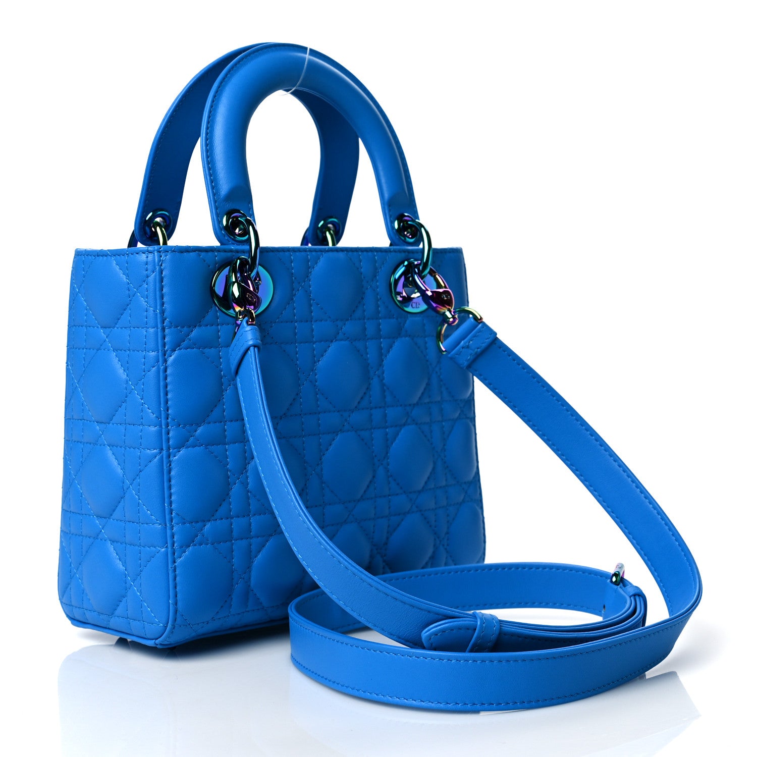 Christian Dior Lambskin Cannage Small Lady Dior Bright Blue 3 of 10