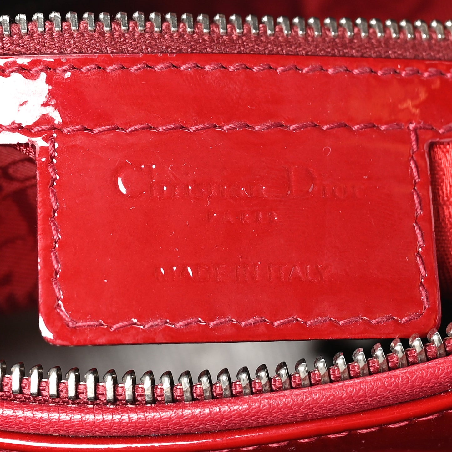 Patent Cannage Large Lady Dior Red