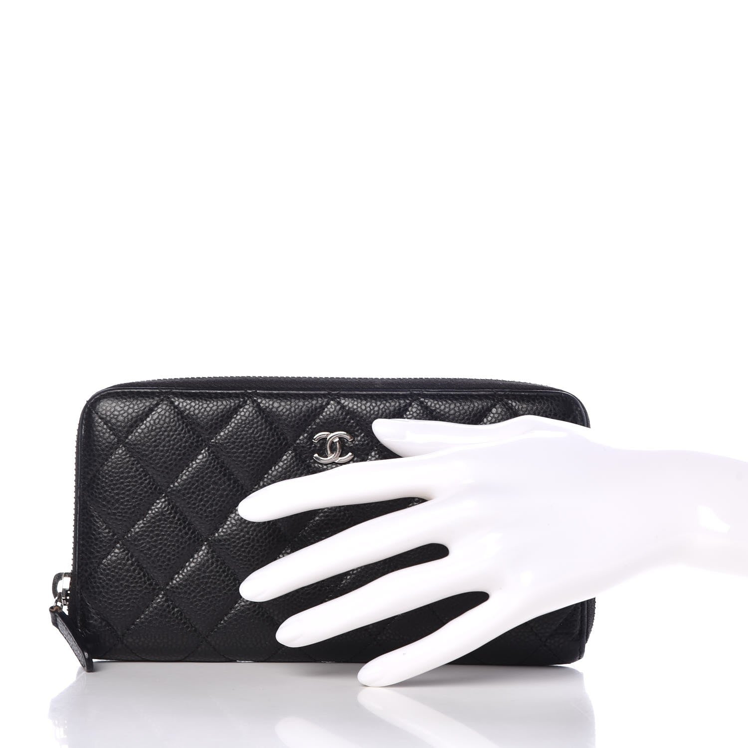 Chanel Caviar Quilted Large Gusset Zip Around Wallet Black 2 of 8