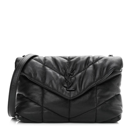 Saint Laurent Calfskin Quilted Toy Loulou Puffer Monogram Monochrome Chain Satchel Black 1 of 10