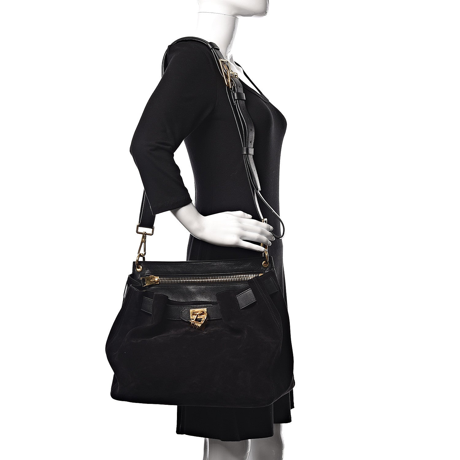 Tom Ford Suede Lock-Front Sling Bag Black 2 of 9