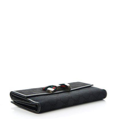 Gucci Monogram Web Bow Wallet Black 4 of 12