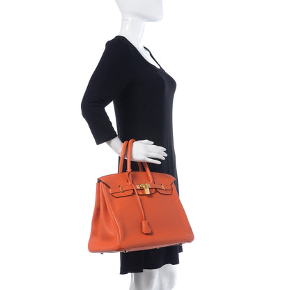 Hermes Taurillon Clemence Birkin 35 Orange 2 of 29