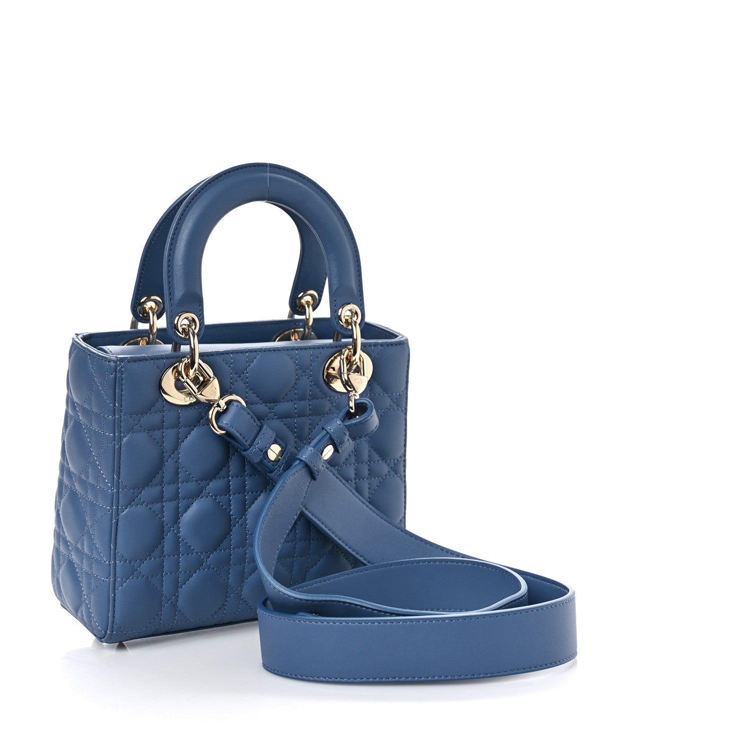 Christian Dior Lambskin Cannage Small My Lady Dior Blue Grey 2 of 7