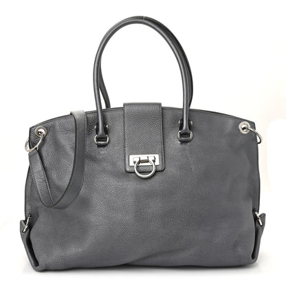 Salvatore Ferragamo Grained Calfskin Large Sofia Convertible Tote Acciaio 1 of 11