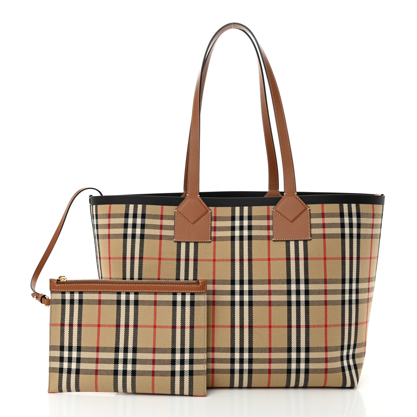Cotton Vintage Check Medium London Tote Bag Briar Brown Black