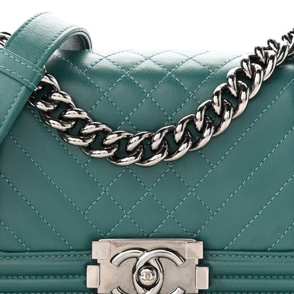 Chanel Lambskin Chevron Quilted Small Boy Flap Turquoise 8 of 12