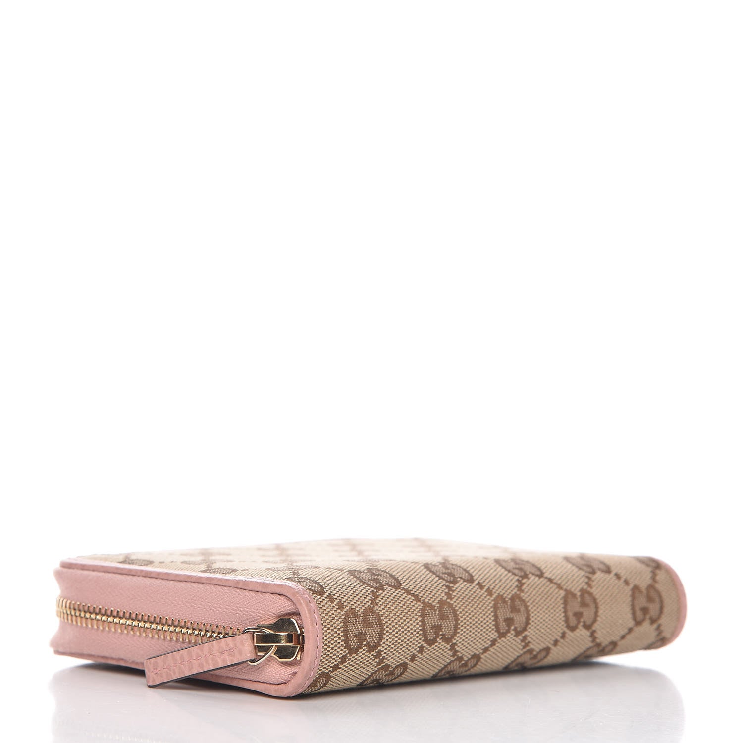 Gucci Monogram Dollar Calfskin Zip Around Compact Wallet Beige Ebony Soft Pink 4 of 10