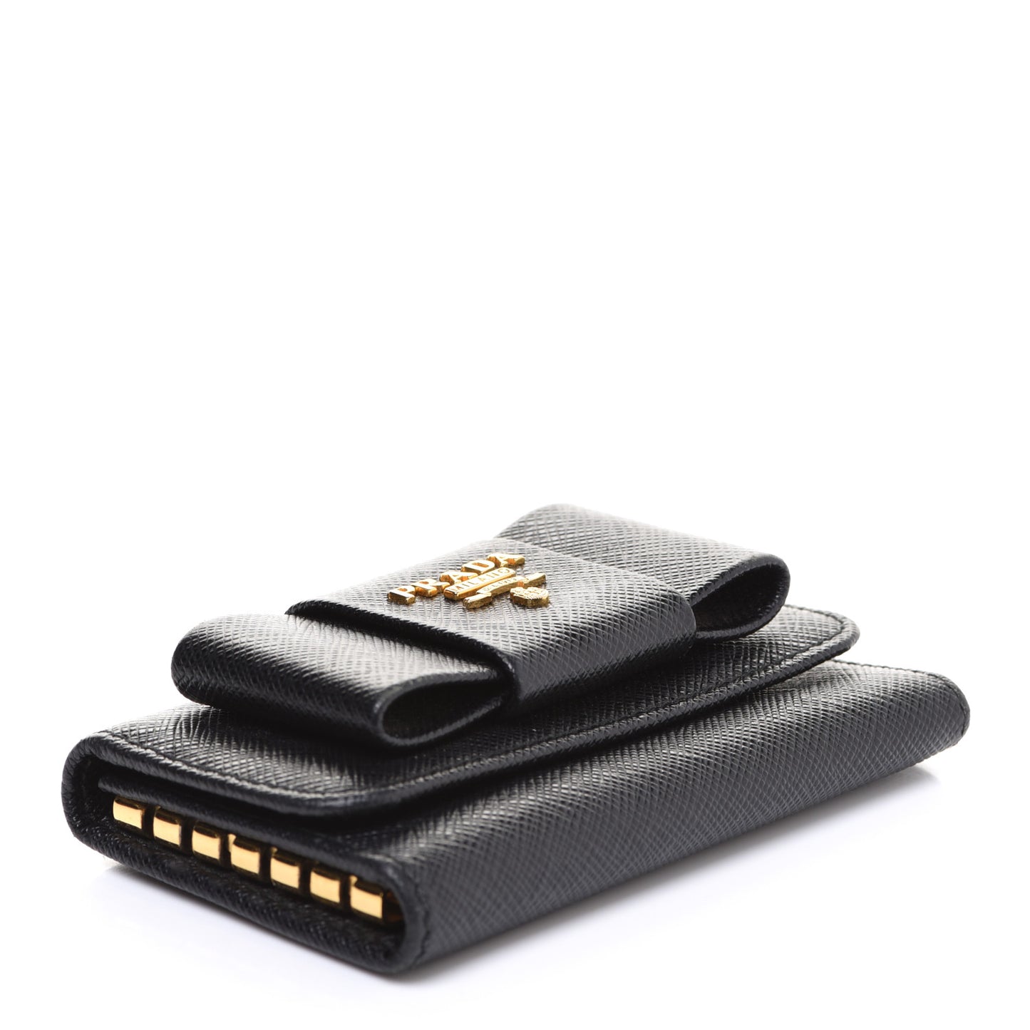 Saffiano Fiocco Bow Metal 6 Key Holder Black