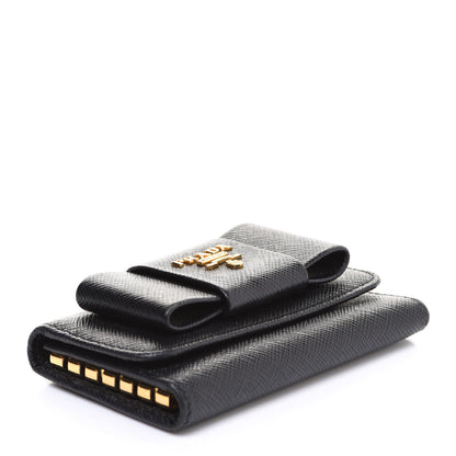 Prada Saffiano Fiocco Bow Metal 6 Key Holder Black 4 of 8
