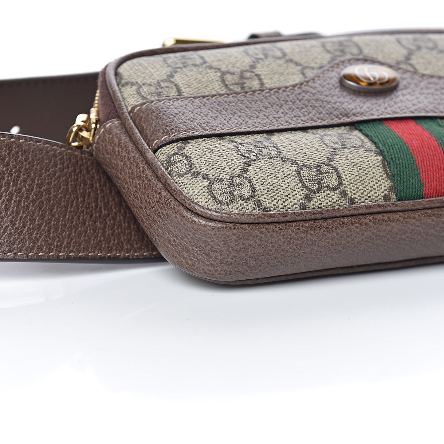 GG Supreme Monogram Ophidia Belted iPhone Case 85 34 Dark Brown