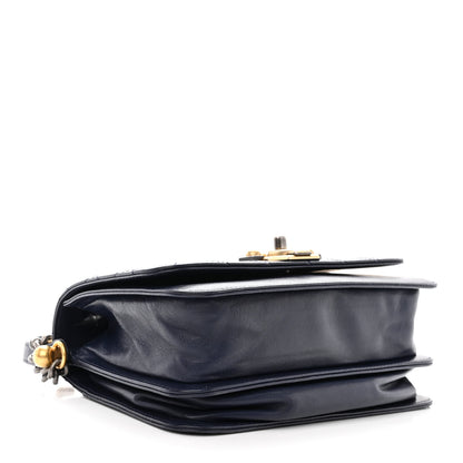 Chanel Lambskin Quilted Gold Metal Lock Flap Navy 4 of 12