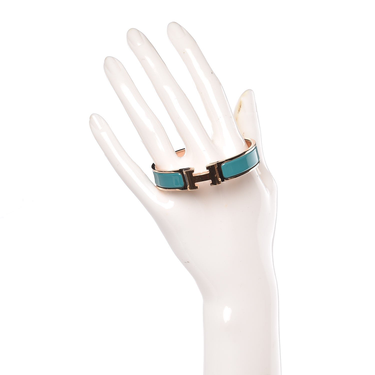 Hermes Enamel Narrow Clic Clac H Bracelet PM Bleu Canard 2 of 5