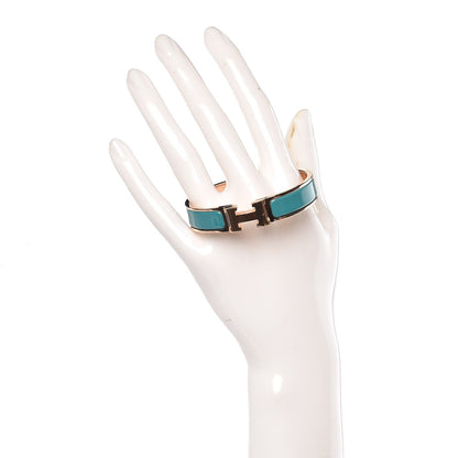 Hermes Enamel Narrow Clic Clac H Bracelet PM Bleu Canard 2 of 5