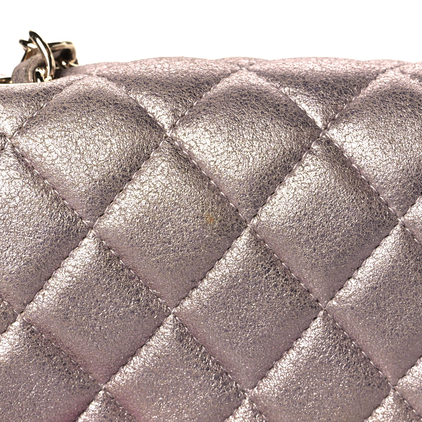Iridescent Calfskin Quilted Mini Square Flap Light Pink