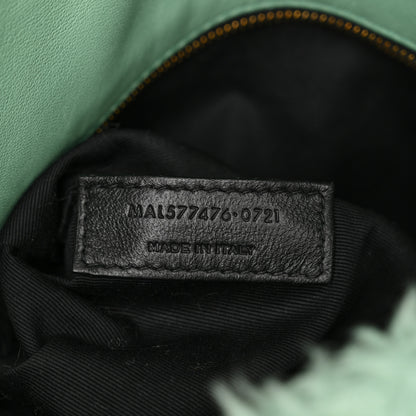 Saint Laurent Merino Shearling Lambskin Quilted Small Loulou Puffer Monogram Chain Satchel Iced Mint 7 of 11