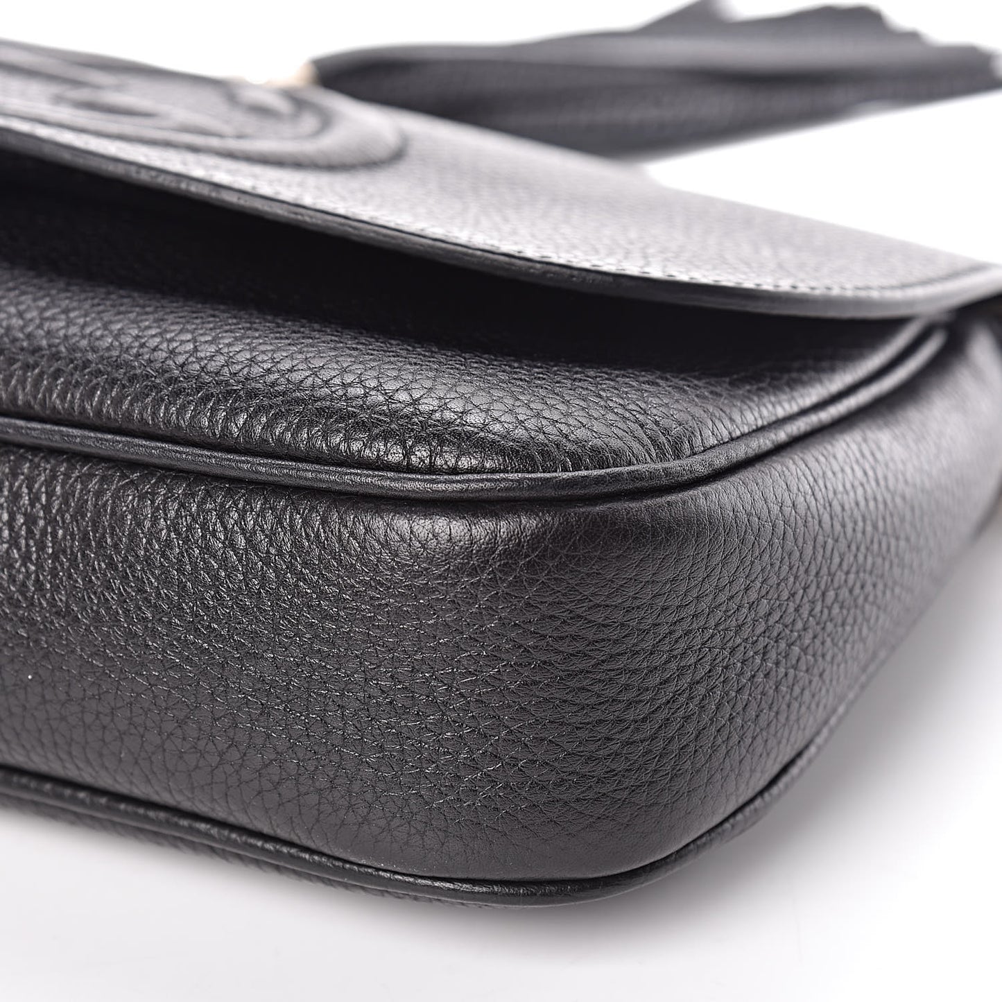Pebbled Calfskin Medium Soho Flap Crossbody Black