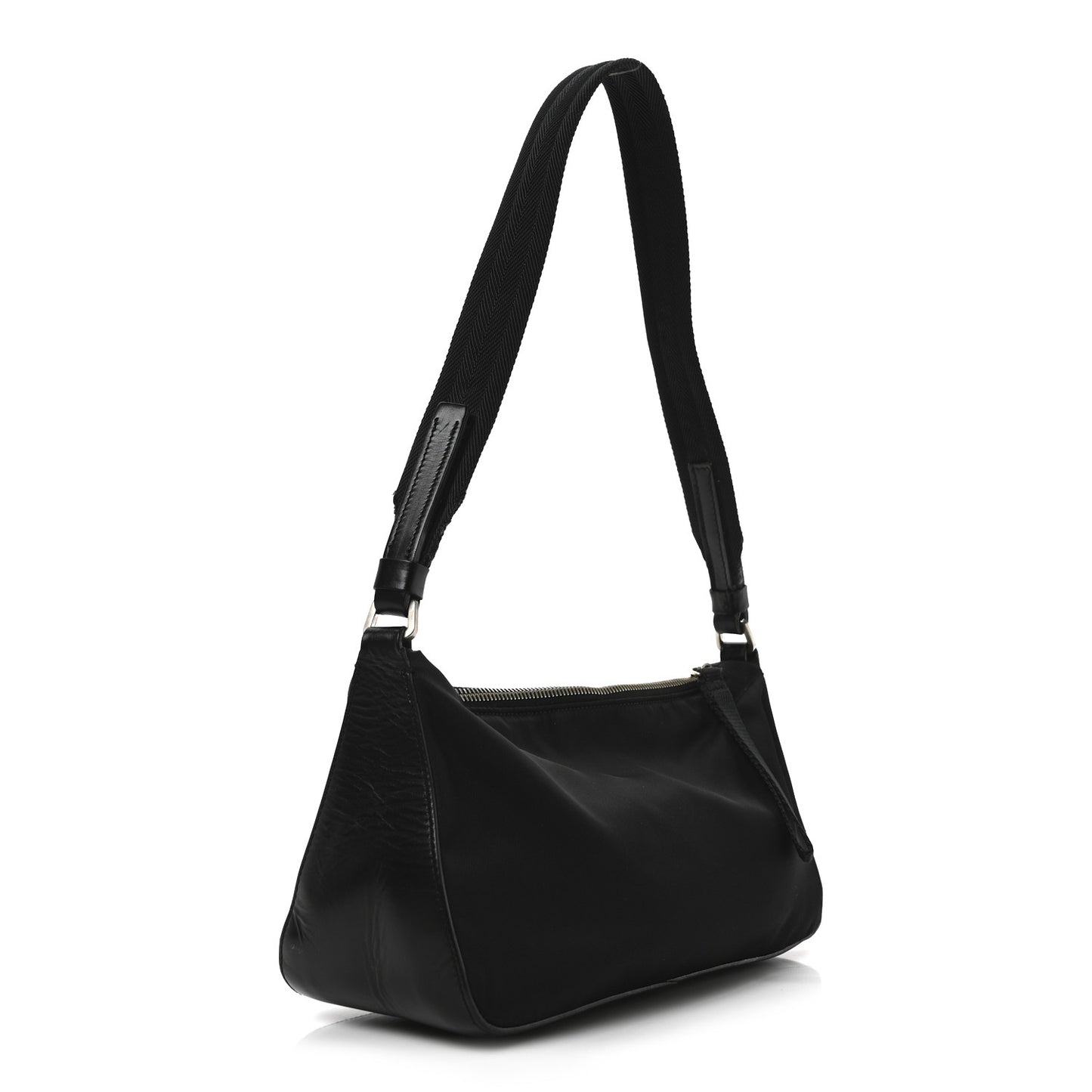 Tessuto Nylon Calfskin Pochette Black