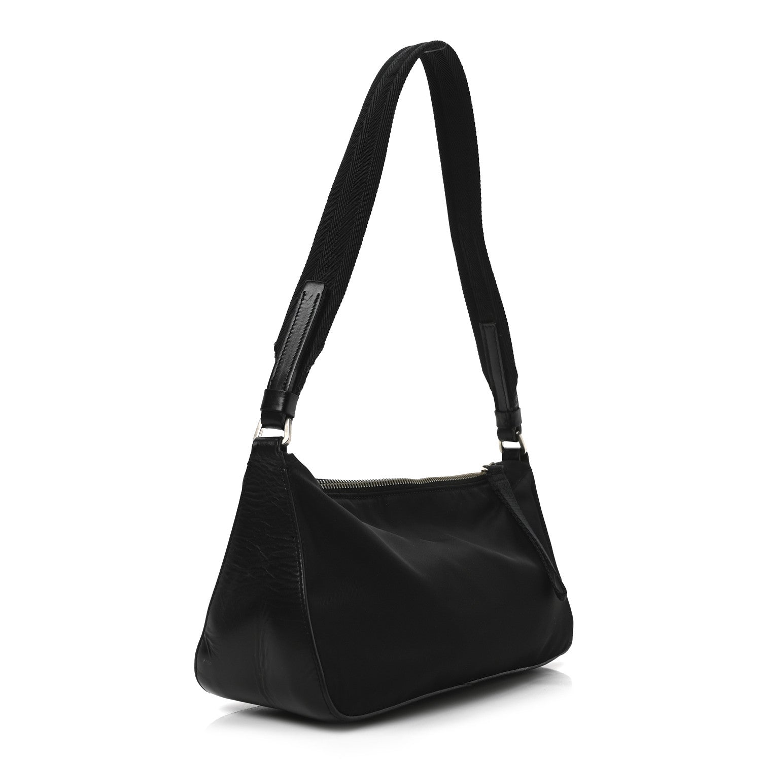 Prada Tessuto Nylon Calfskin Pochette Black 3 of 10