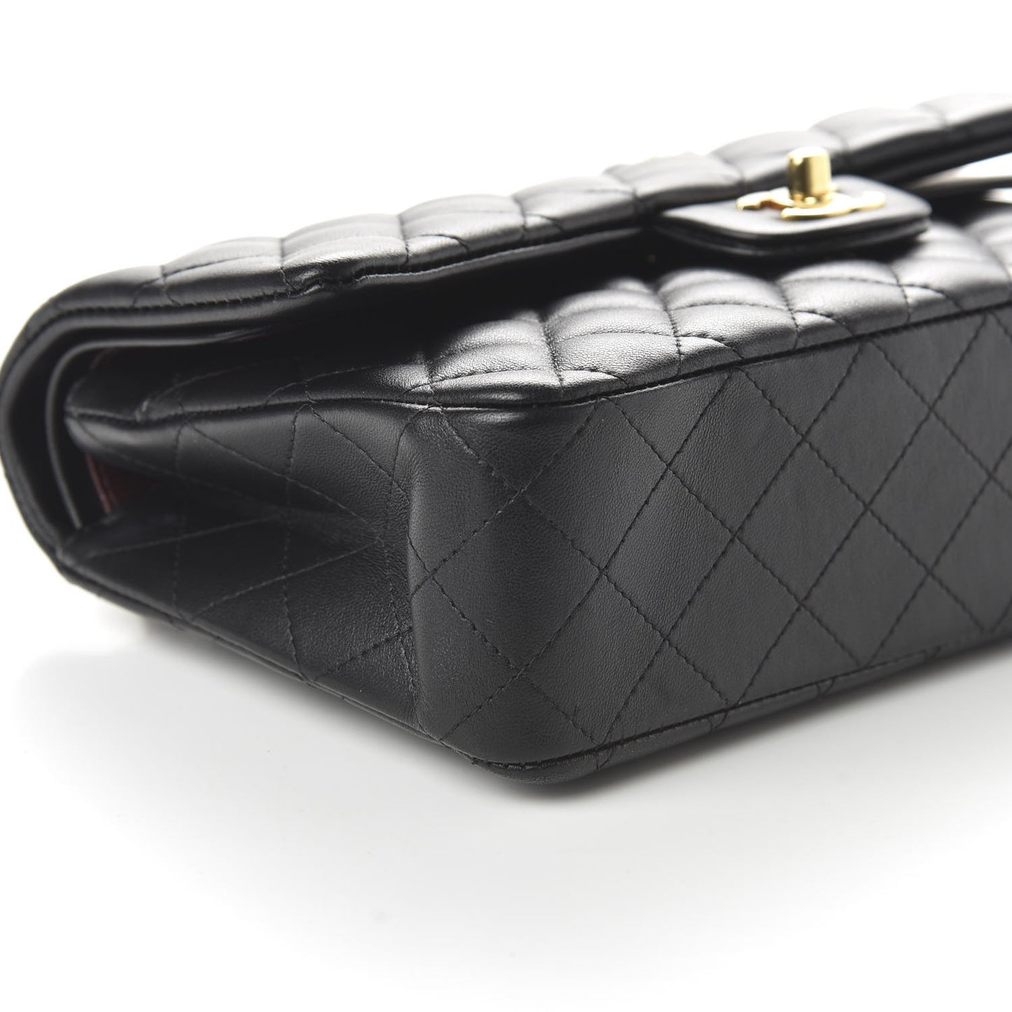 Lambskin Quilted Medium Double Flap Black
