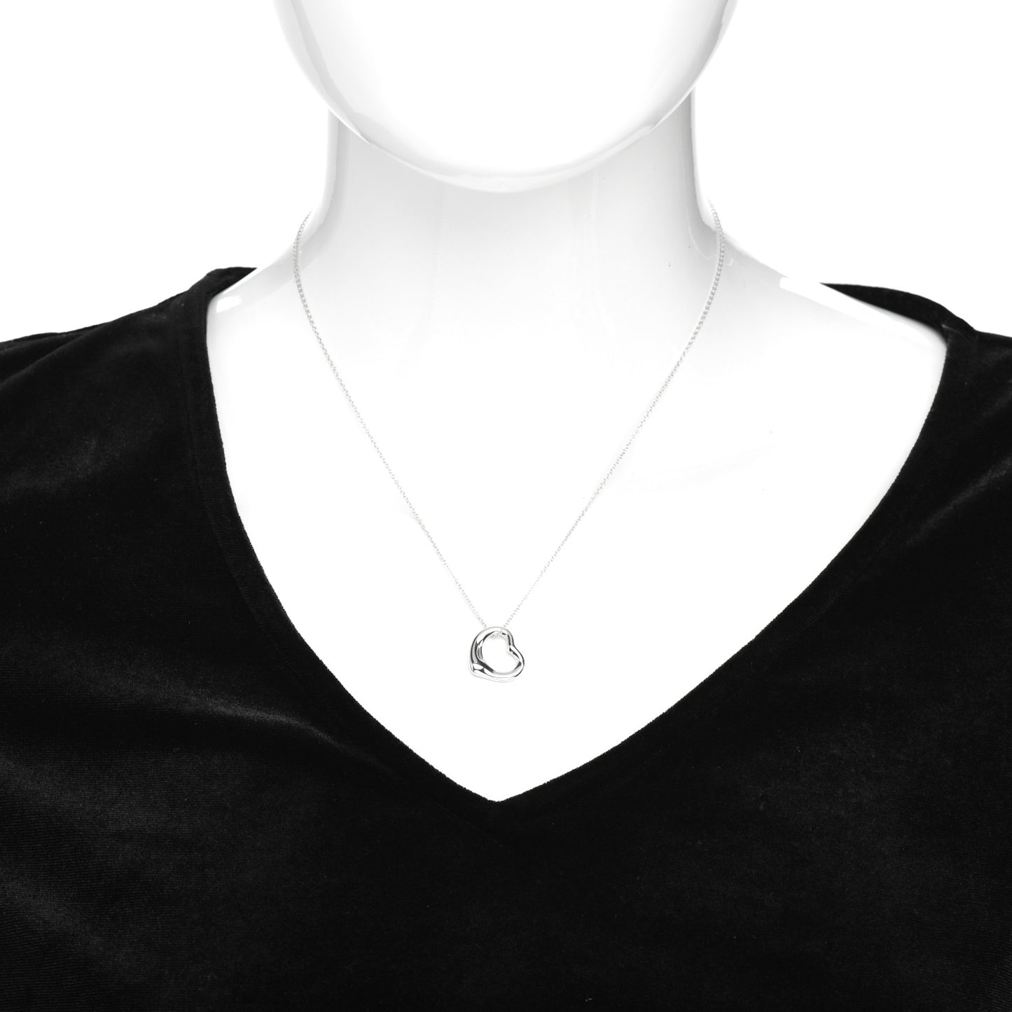 Sterling Silver 11mm Elsa Peretti Open Heart Pendant Necklace
