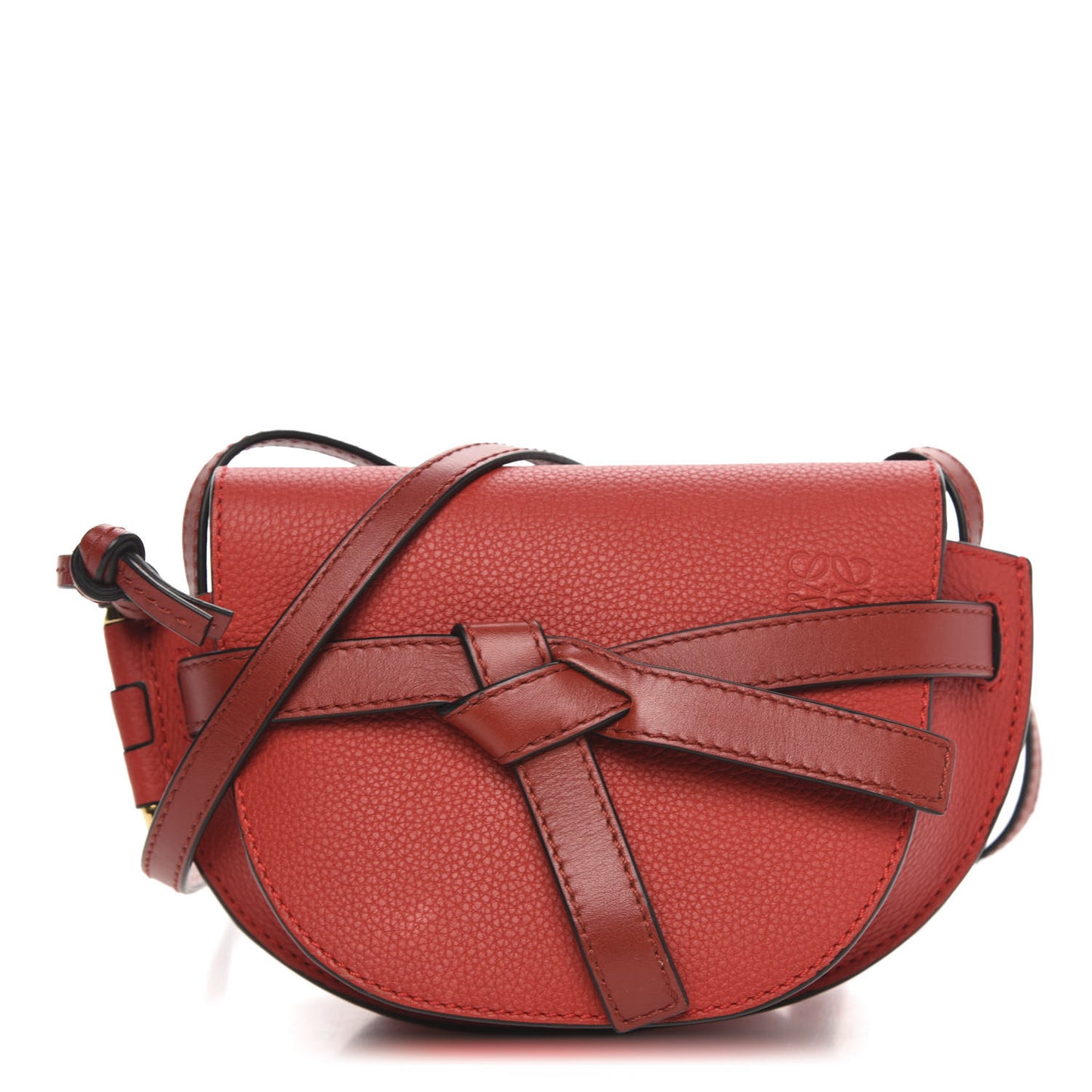 Grained Calfskin Mini Gate Crossbody Bag Scarlet Burnt Red