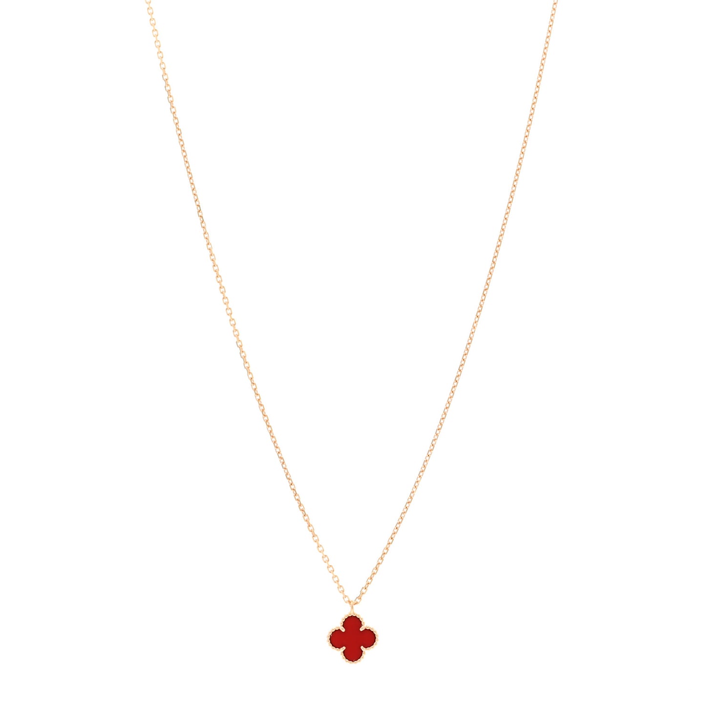 18K Rose Gold Carnelian Sweet Alhambra Pendant Necklace