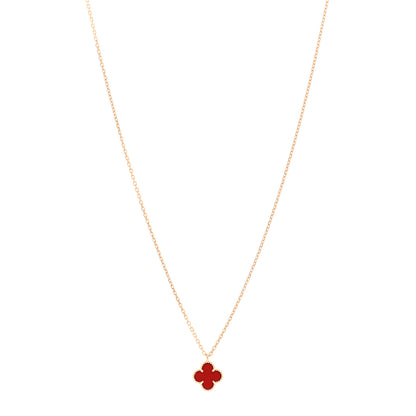 Van Cleef & Arpels 18K Rose Gold Carnelian Sweet Alhambra Pendant Necklace 1 of 5