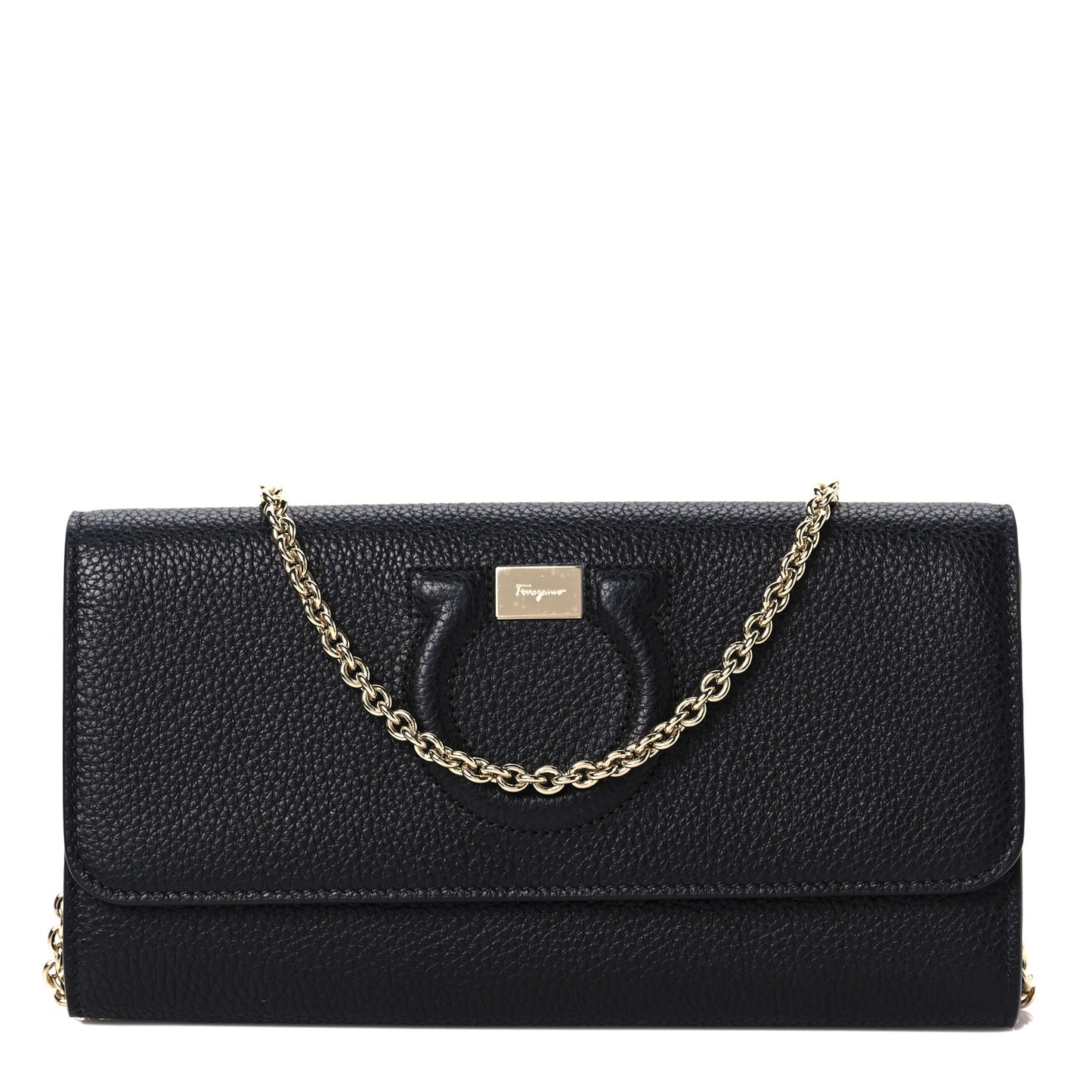 Calfskin City Wallet On Chain Black