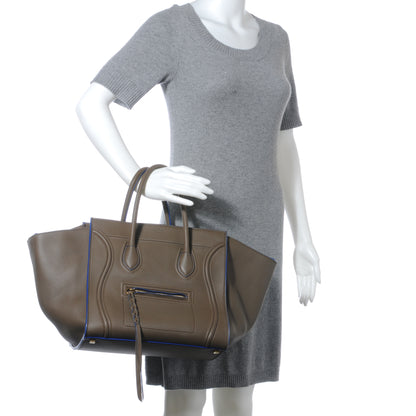 Celine Smooth Calfskin Medium Phantom Luggage Khaki Cobalt Trim 10 of 17