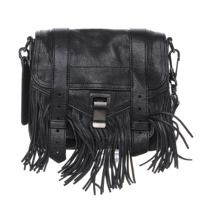 Proenza Schouler Lambskin Fringe PS1 Crossbody Pouch Black 1 of 8